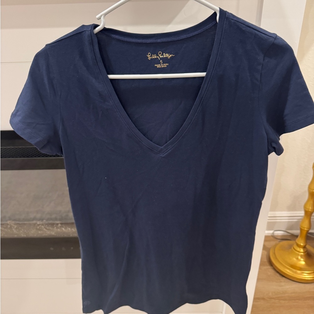 Lands' End Blue Fitted Short Sleeve Tee